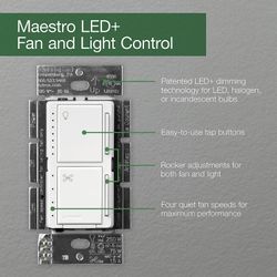 Maestro Fan Control & Light Dimmer for Dimmable LEDs, Incandescent, and Halogen Bulbs (Palladium)