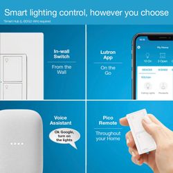 Caseta Wireless In-Wall 3-Way 2-Wire Smart Switch Light 5A, 120/277V (Almond)