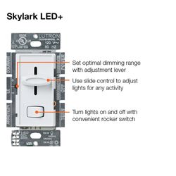 Skylark LED+ Dimmer Switch for Dimmable LED and Incandescent Bulbs, 150W LED, 1 Pole or 3-Way (Ivory)