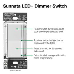 Sunnata LED+ Touch Dimmer Switch (Black) (1.25A, 120V, 150W)